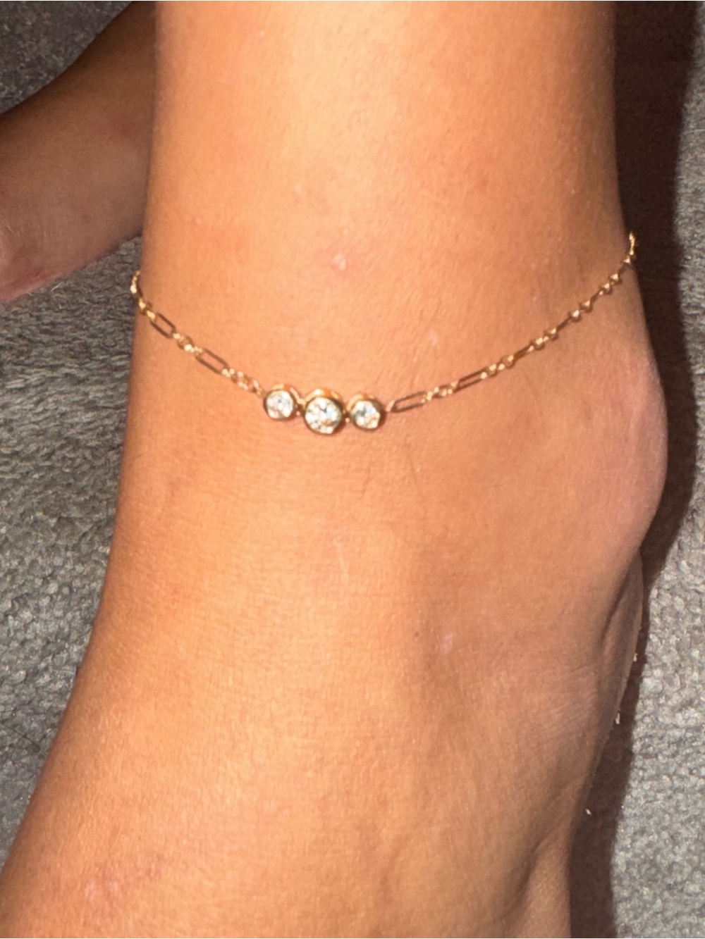 14k Gold Ankle Bracelet QVC 3 Stone VINTAGE LIKE NEW